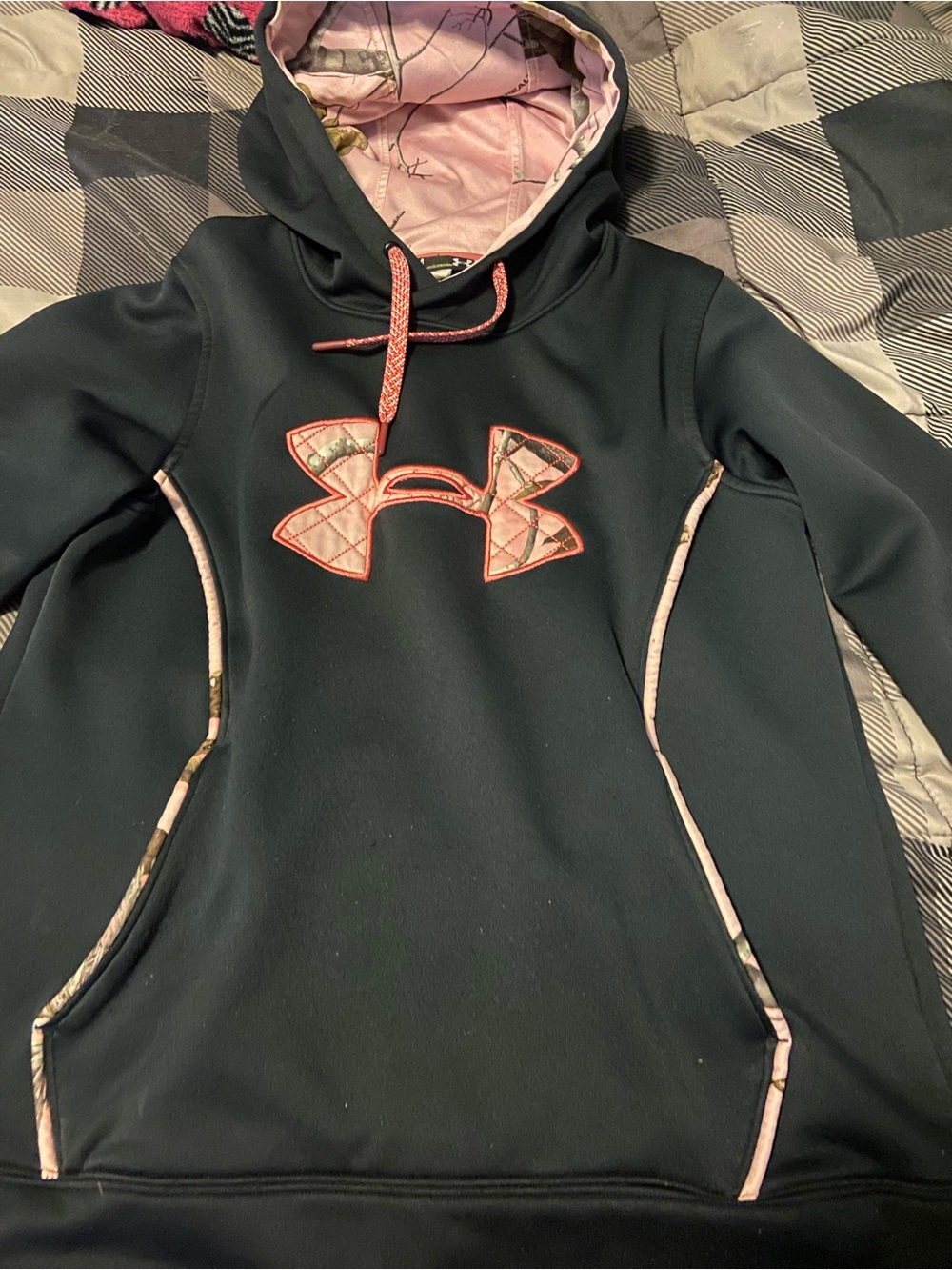 Under Armour Black Hoodie with Pink Camo Logo